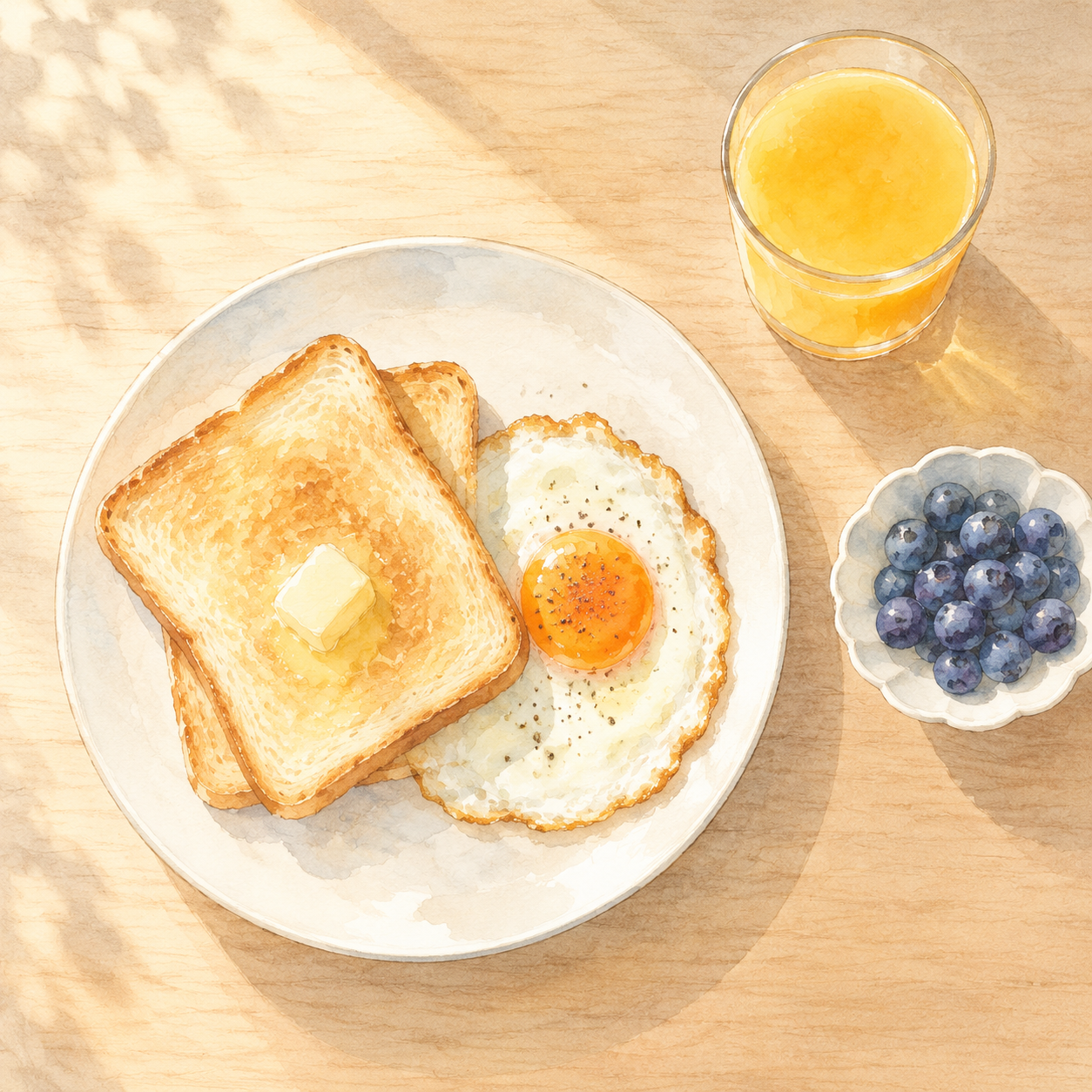 早餐俯拍美食照