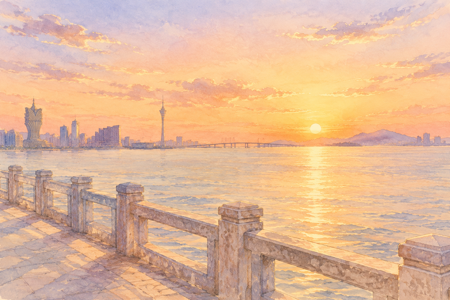 澳门海岸线黄昏