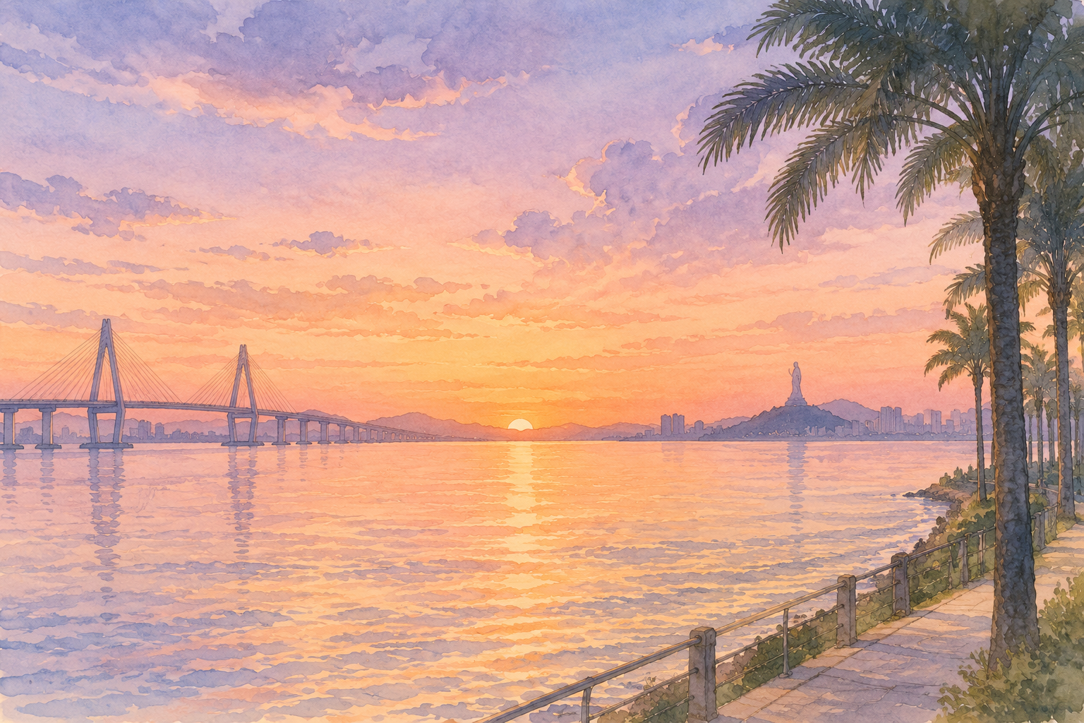 澳门海岸线黄昏
