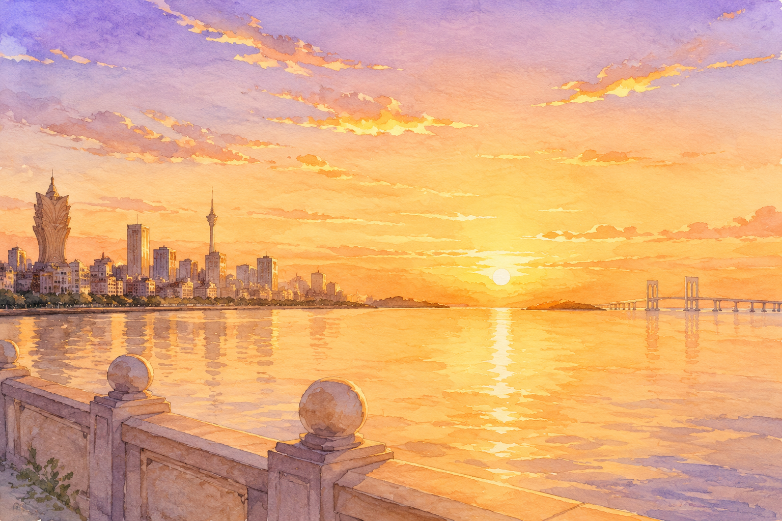 澳门海岸线黄昏